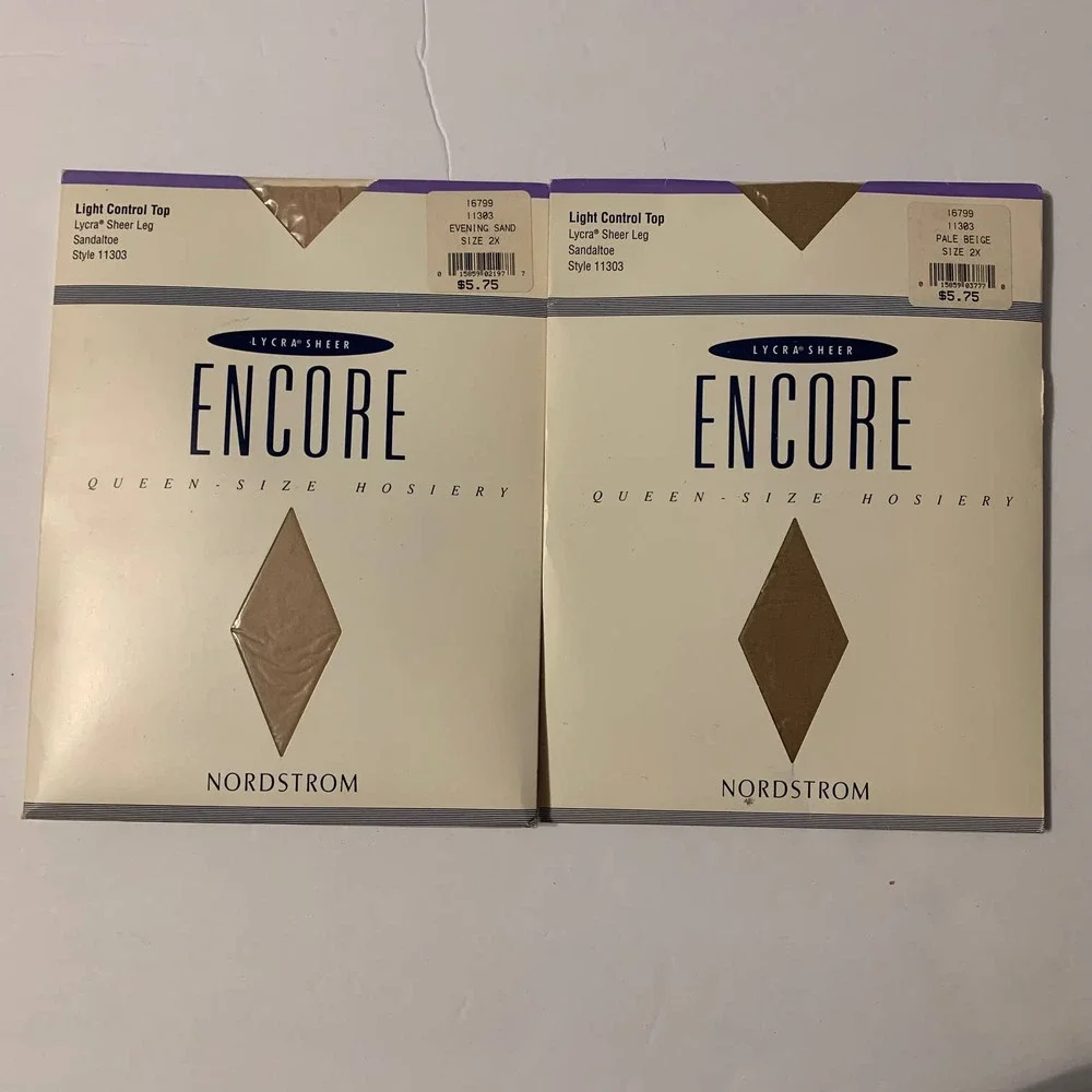 Vintage Nordstrom Encore Control Top Pantyhose Style #11303 Size 2X Lot or 2 NIB